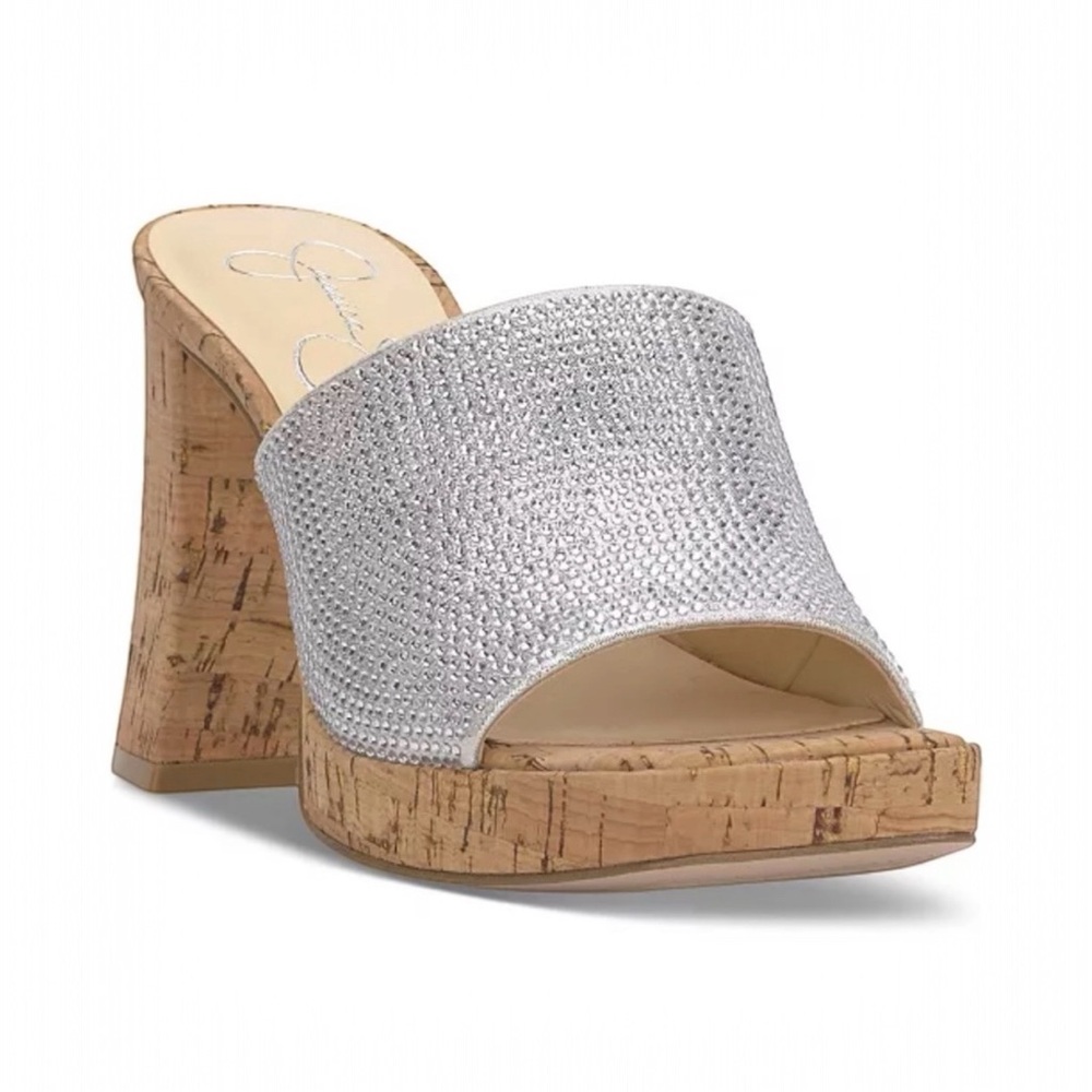 JESSICA SIMPSON SHELBIE Sandals Silver Wedge Sandals Size 9M/40 like berand  new